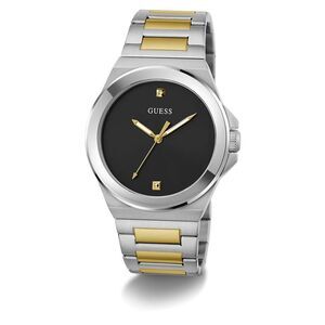 Guess Genuine Diamond Silver Tone Two-Tone Mens Watch